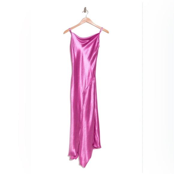 Know One Cares Dresses & Skirts - Know One Cares Hot Pink Satin Midi Slip Dress | Size M